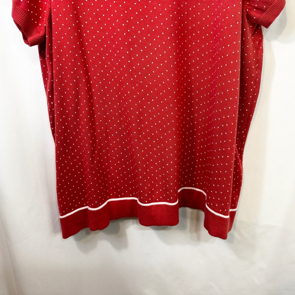 WoWoman Within Plus Size 3X Top Red White Polka Dot Cotton Short Sleeve 1833 - Picture 6 of 7